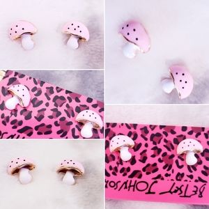 Adorable little pink mushroom earrings